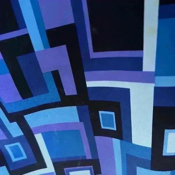 Vintage Allure 90s Blue Purple Geometric Square Abstract Sleeveless Dress 8 - Picture 8 of 17